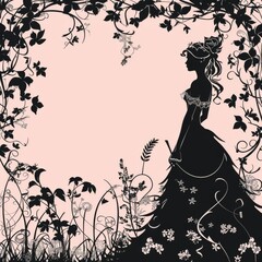 Wall Mural - Elegant silhouette cartoon background with hand-drawn details.