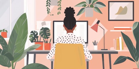 Poster - Professional woman in a simple, minimalistic workspace.