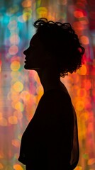 Professional woman in silhouette against a creative backdrop.