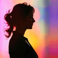 Canvas Print - Professional woman in silhouette against a vibrant background.