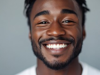 A portrait of a happy man with a beard and smile