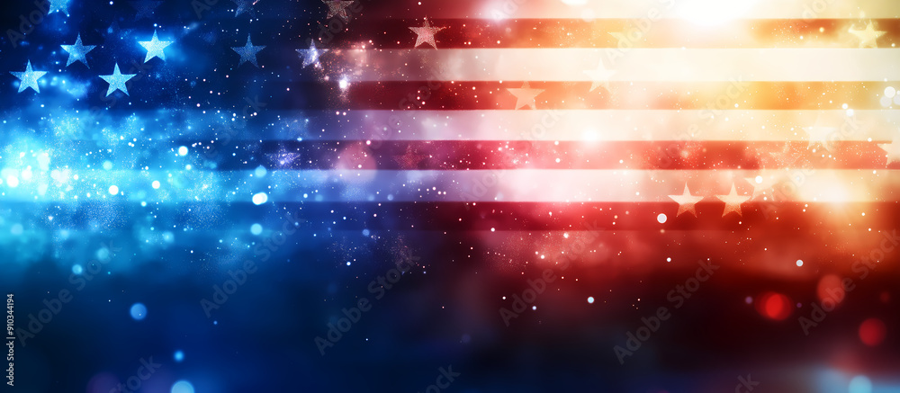 abstract us flag background; blue widescreen backdrop in american flag ...