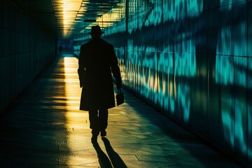 Wall Mural - shadowy figure representing cybersecurity strategies.