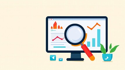 SEO tools, rank tracking software, flat design illustration