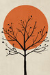© ADDICTIVE STOCK - Bare tree silhouette growing in front of big orange sun