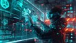 © Muhammad - Depict a skilled cyberpunk hacker in a futuristic setting, surrounded by holographic interfaces, intricate code, and virtual reality elements