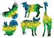 © Adopik - Colorful Farm Animals Watercolor silhouettes