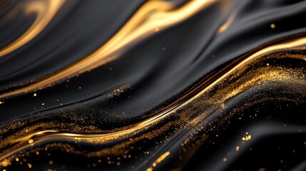 Wall Mural - Abstract Gold and Black Liquid