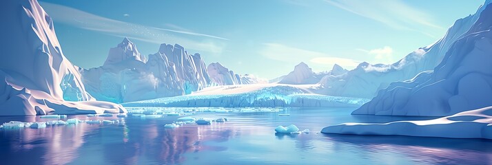 Wall Mural - a beautiful, serene landscape of a frozen lake with mountains in the background. the sky is clear an