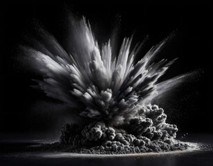 Wall Mural - explosion cloud of black dust on a black isolated background