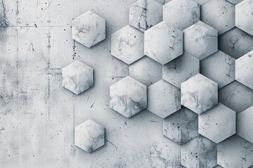 Wall Mural - Seamless geometric pattern of hexagons in varying shades of light grey