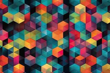 seamless geometric pattern of hexagons in bright, vibrant colors