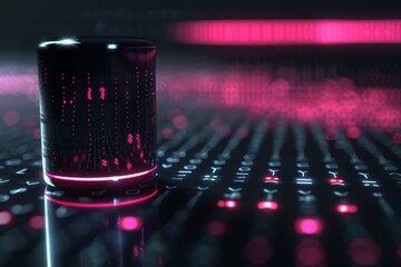 Aufkleber - Mixing board with illuminated microphone, Voice recognition software, AI generated