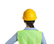 © New Africa - Engineer in hard hat on white background, back view