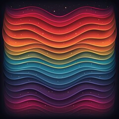 Abstract Rainbow Waves Vector Art With Gradients and Starry Background