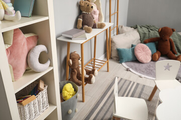 Poster - Stylish child room interior with modern furniture and toys