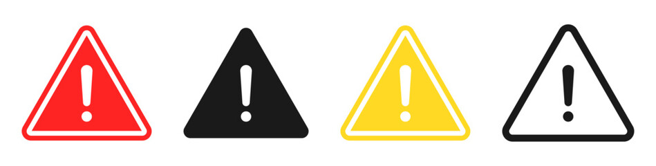 warning danger icon. Caution alarm alert set, triangle warn sign , attention vector icon, red yellow black color