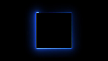 Wall Mural - abstract glowing blue neon light rectangle frame icon background illustration.