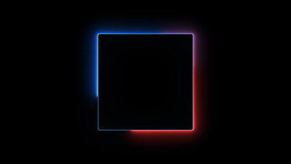 Wall Mural - Abstract glowing neon light squire frame icon background illustration 4k.