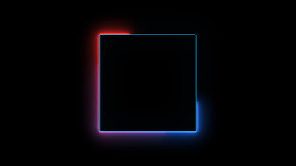 Wall Mural - abstract glowing blue neon light rectangle frame icon background illustration.