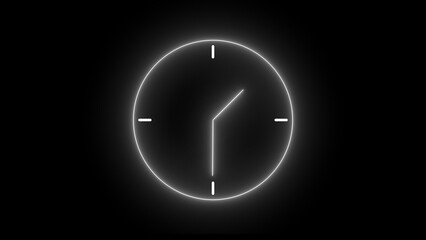 Digital Neon clock icon countdown 24 hours day. Watch icon arrow line seamless loop 4k illustration.