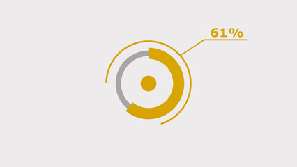 Wall Mural - 61% circle loading icon diagrams infographics background. abstract storage pie chart background illu