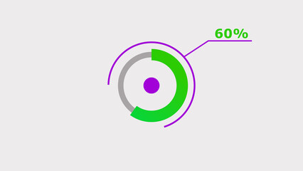 Wall Mural - 60% circle loading icon diagrams infographics background. abstract storage pie chart background illu