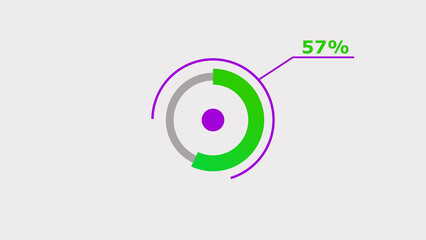 Wall Mural - 57% circle loading icon diagrams infographics background. abstract storage pie chart background illu