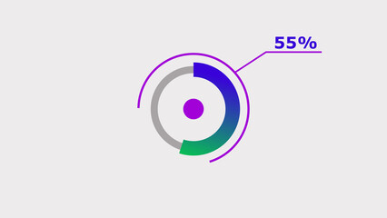 Wall Mural - 55% circle loading icon diagrams infographics background. abstract storage pie chart background illu
