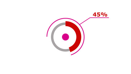 Wall Mural - 45% circle loading icon diagrams infographics background. abstract storage pie chart background illu