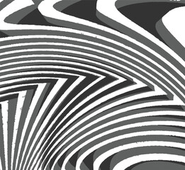 Wall Mural - 3D black and white background . Digital image with a psychedelic stripes. Abstract psychedelic stripes for digital wallpaper design Urban Vector Texture Template