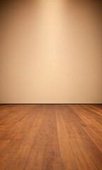 Wall Mural - background of wooden floor stage and product stand, empty room, background for text