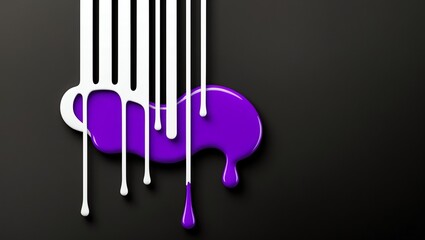 flat aesthetic linear dripping purple paint on black b background