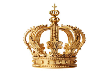 A royal golden crown, isolated on a transparent background.