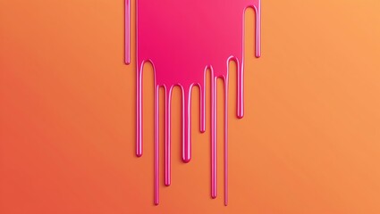 flat aesthetic linear dripping pink paint on orange ba background