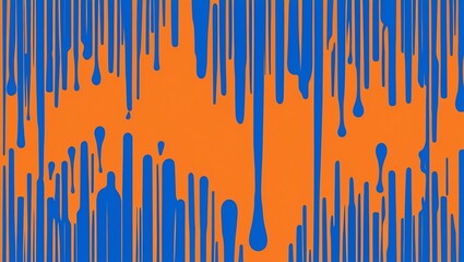 flat aesthetic linear dripping blue paint on orange ba background