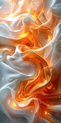 Aufkleber - Abstract fluid art with vibrant warm colors and light textures. This digital creation features flowing forms and dynamic energy. Perfect for backgrounds or design projects. Conceptual and stylish. AI