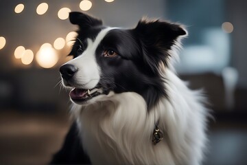 Wall Mural - studio dog collie border portrait sad pet horizontal fur head studio1 home funny front young trained face obedient adorable lovely hair attentive alert looking furry beautiful puppy domestic pretty