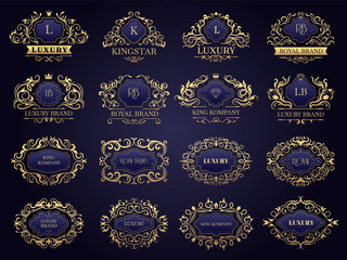 Wall Mural - premium badges. ornamental luxury style logos or badges recent vector decorative templates for busin