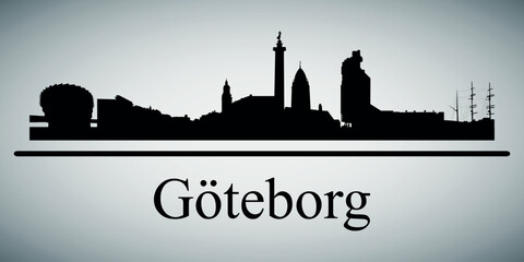 Wall Mural - The city skyline. Goteborg. Silhouettes of buildings. Vector on a gray background