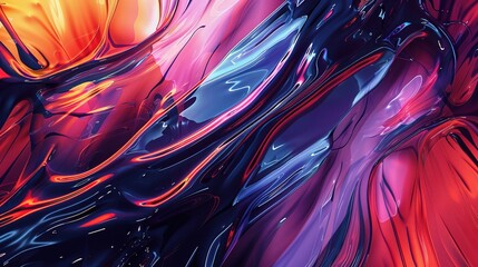 Poster - Vibrant Abstract Artwork Featuring Fluid, Flowing Colors in Bright Tones