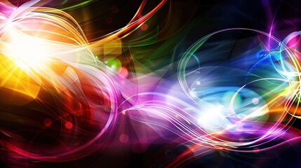 Poster - Colorful Light Trails Creating Abstract Patterns in a Dark Background at Night
