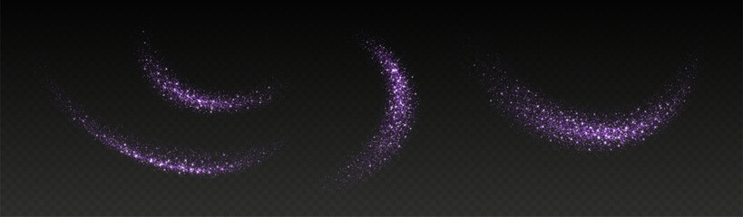 Wall Mural - purple glitter splashes, shiny star dust explosion, shimmer spray effect, festive holiday particles 