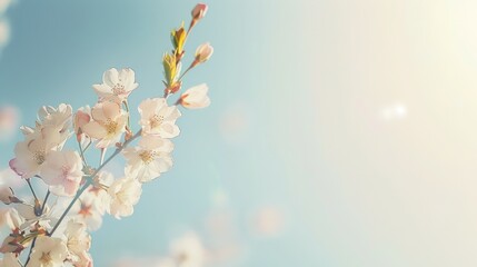 Poster - Cherry Blossom Branch Against a Blue Sky