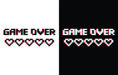 Poster - glich effect game over icon vector pixel text 8 bit