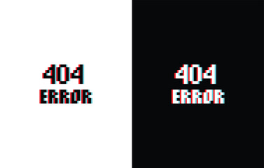 Poster - glich effect 404 error icon 8 bit, pixel art computer 404 laptop icon for game logo.