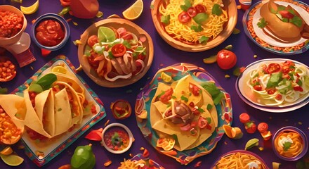 Wall Mural - Delicious Mexican feast ready to be savored 4k animation