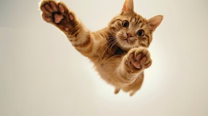 Poster - Ginger Cat Leaping Towards the Camera