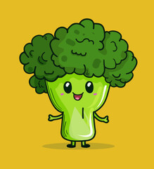 Wall Mural - Cute Cartoon Broccoli Food Character