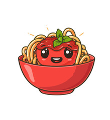 Poster - Cute Cartoon Spaghetti with Tomato Sauce Character